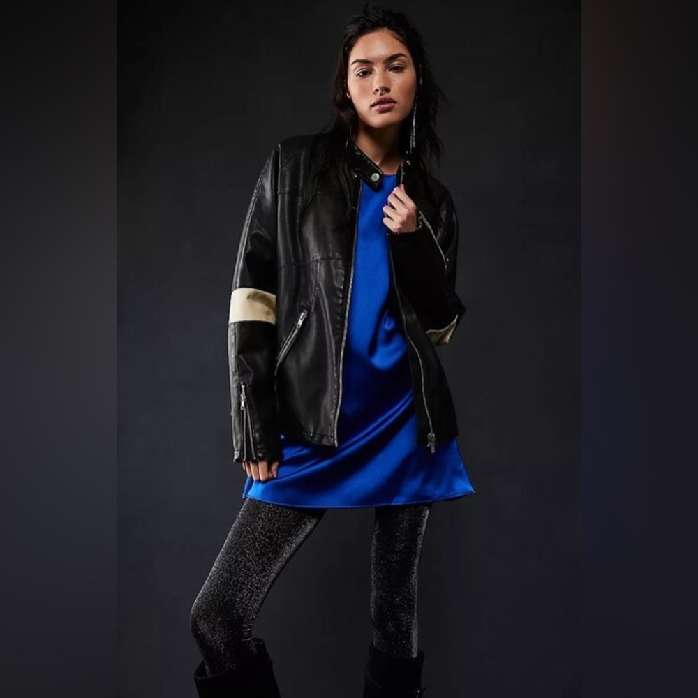 NWOT FREE PEOPLE We The Free Ryder Sport Vegan Moto Jacket MSRP $198 Size XL - Picture 6 of 16